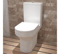 Huibathroom Rimless Round Soft Close Seat White Close Coupled Toilet WC Pan Cistern