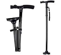 HUIBBGO Adjustable Crutches, Folding Walking Cane with LED Light, Adjustable Walking Stick for Men Women, for Fathers Mothers Gifts Crutches