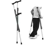 HUIBBGO Adjustable Height Underarm Crutches, Ergonomic Extendable Aluminum Walking Cane with Handle Pad, Supports up to 550 lbs