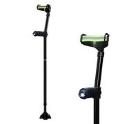 HUIBBGO Folding Quad Cane-Adjustable Height,Aluminum Non-Slip Forearm Crutch for Adults with LED Light and Ergonomic Handgrip,Comfortable and Safe,Supports up to 100kg