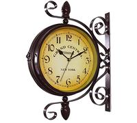 HUIBBGO Garden Clocks Outdoor 13 Inches Classical Double-Sided Wall Clock for The Garden Wall Mounted Wrought Iron Metal Decoration