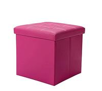 HUIBBGO Ottoman Footstool Square faux leather pouf small toy footrest stool for bedroom coffee table,folding ottoman cube footstool black 15x15x15 inch