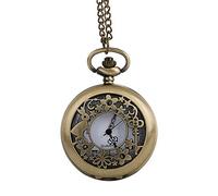 HUIBBGO Pocket Watch with Chain Pocket Watch Bronze Carving Open Flip Classic Pocket Watch Fashion Queen Bunny Retro Pocket Watch Ideal for Birthday Valentine's Day Vintage Engra,