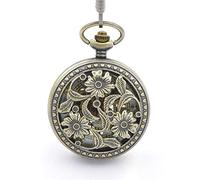 HUIBBGO Pocket Watch with Chain Pocket Watch Fashion Men's Mechanical Watch Roman Double Digital Pocket Watch Vintage Bronze Openwork Carved Pocket Watch Perfect for Valentine's,Bronze-4.7x1.5cm