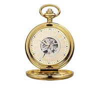 HUIBBGO Pocket Watch with Chain Pocket Watch Large Roman Retro Flip Mechanical Pocket Watch Unique Carved Hollow Classic Nostalgic Pocket Watch Vintage Engraved Quartz Pocket Wat,Gold-4.7x1.5cm