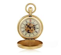 HUIBBGO Pocket Watch with Chain Pocket Watch Retro Classic Student Mechanical Hanging Watch High-Grade Golden Retro Pocket Watch European Locomotive Mechanical Watch Vintage Engr,Gold-4.7x1.5cm