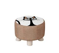 HUIBBGO s Foot Stool Shoe Change Stool Rest Stool Round Footstool Linen Foot Stools s for The Bedroom s for Living Room,dog-28x28x25cm