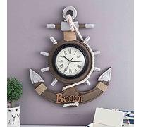 HUIBBGO Vintage Wooden Ship Anchor Outdoor Garden Wall Clock, Mediterranean Style Large Outdoor Clock Beach Sea Theme Outside Wall Clock