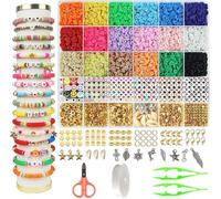 HUIBOHOU 5100 pcs Clay Beads Bracelet Making Kit, Bracelet Kits Flat Beads for Jewelry Making Bracelet, Clay Beads for Bracelet Necklace DIY Crafts