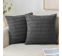 HUIBOHOU Corduroy Soft Striped Cushion Covers,Pack of 2 Boho Decorative Throw Pillow Covers Square Cushion Case Home Decor Pillow Cases for Couch Living Room Sofa Bed. (Gray, 40 * 40cm)