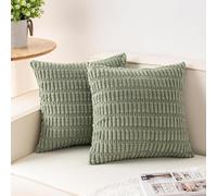 HUIBOHOU Corduroy Soft Striped Cushion Covers,Pack of 2 Boho Decorative Throw Pillow Covers Square Cushion Case Home Decor Pillow Cases for Couch Living Room Sofa Bed. (Green, 40 * 60cm)