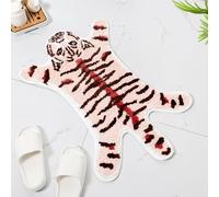 Huichenxing2021 FURSTORE Funny Tiger Bath Mat, Cute Peach Pink Tiger Cartoon Shower Rug, Non Slip Animal Shaped Absorbent Small Bathtub Decor, Plush Rug 33.1x21.7in