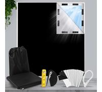 HuiCloud 100% Blackout Blind,200 x 145 CM Stick on Blackout Blinds for Windows,No Drill Portable Temporary Fits Any Size Blackout Blinds with 20PCS Hook and Loop Tapes for Bedroom Loft Car Travel