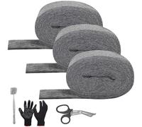 HuiCloud 3 Pack Steel Wool Mice- 0000 Coarse Wire Wool Rodent Control Gaps Blocker,Hole DIY Fill Fabric Kit with Gloves,Scissor and Tweezer for Stop Rats and Mice Insect Pest
