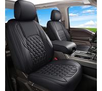 Huidasource Seat Covers, Faux Leather Front & Rear Truck Seat Covers 5 Pieces, Waterproof Seat Cushion Cover Custom Fit for Ford F150 F250 F350 F450 2015-2022 (Full Set/Black)