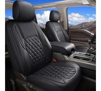 Huidasource Seat Covers for Ford Ranger 2019-2025, Waterproof Faux Leather Seat Covers for Ranger XL XLT Lariat Crew Cab with Cupholder (Full Set/Black)