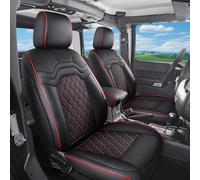 Huidasource Tacoma Front&Back Seat Covers Full Set Fit for 2nd Gen Toyota Tacoma 2005-2015 Double/Crew Cab SR5 Limited TRD Sport/Off Road, Waterproof Automotive Car Leather Seat Cover, Black&Red