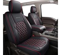 Huidasource Tacoma Seat Cover Front & Rear, Full Coverage Waterproof Leather Custom Cover Fit for 2016-2023 Double & Crew Cab Toyota Tacoma SR SR5 Limited TRD Sport/Pro/Off Road (Full Set/Black&Red)