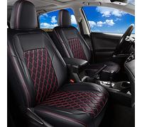 Huidasource Toyota RAV4 Seat Covers Full Set, Full Coverage Leather Seat Cover, Custom Seat Cushion Protector Fit for 2013-2018 Toyota Rav4 XLE LE XLE Premium Limited(Not for Hybrid, Black&Red)