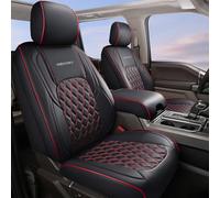 Huidasource Wrangler JK Seat Cover 4 Door, Leather Custom Car Seat Covers, Front&Rear Seat Cushion Protector Fit for Jeep Wrangler JK 4-Door Sahara Sport Rubicon 2007-2017(Full Set/Black&Red)