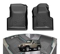 Huidnnas Jeep Wrangler TJ Floor Mats，Floor Liners for Wrangler TJ Accessories 1997-2006, TPE All Weather Protection Mat, Front Row Liner Electronic Pattern 2PCS Black