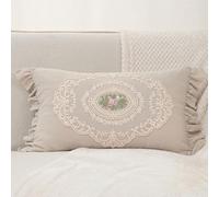 Huierxun Cotton Lace Embroidery Throw Pillow Covers Boho Neutral Cushion Case Soft Accent Pillowcase for Spring Sofa Couch Bed Living Room Home Decor (Khaki,12"x20")