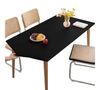 Huierxun PU Stretch Fitted Rectangle Tablecloth with Elastic Edge 28 x 47 Inch Waterproof Oil Proof Table Cloth Wipeable Table Cover for Indoor Outdoor Furniture Protect (Black,28"x47")