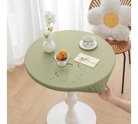 Huierxun Round Fitted PU Tablecloth with High Elastic Edge 55 Inch Dia Waterproof Oil Proof Table Cloth Anti-Scald Stain-Resistant Wipeable Table Cover for Indoor Outdoor Picnic (Green,55" Dia)