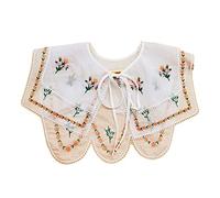 HUIFACAI False Collar Collar Detachable Collar Easy To Wear Women Embroidery Collar enise Lace Up Neckline, White, as the pic show