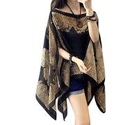 HUIFACAI Women's Cardigan for Sun Protective Clothes Women's -Shoulder Chiffon Shirt Printed Coat National Style Shawl, Black, as the pic show