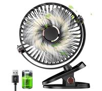 Huifengjie Desk Fan, Mini USB Fan with 5 Adjustable Speed, Silent Rechargeable Fan, 720° Adjustable Fan, Portable Fan for Office/Home/Travel (Black)