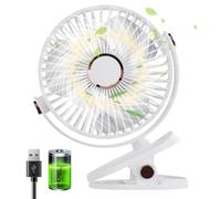 Huifengjie Desk Fan, Mini USB Fan with 5 Adjustable Speed, Silent Rechargeable Fan, 720° Adjustable Fan, Portable Fan for Office/Home/Travel (White)