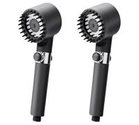Huifllyhui Shower Head with Brush for Massaging, 3 Spray Modes, Handheld, High Pressure, Cotton Filters, Polished Finish, 3 Settings, Includes 2 Filter Elements and 1 Roll of Sealing Tape
