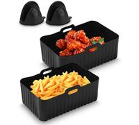 Huifoo Silicone Airfryer, 2 Pieces Airfryer Accessories for Ninja Foodi Max Dual Zone AF400EU AF300EU 9.5L, Air Fryer Accessories for Ninja, Innsky, Princess Hot Air Fryer