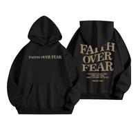 HUIFUAO Faith Over Fear Hoodies for Women UK Oversized Sweatshirts for Women Long Sleeve Womens Hoodies Pullover With Pocket (A01-Black, XXXXL)
