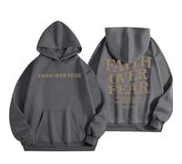 HUIFUAO Faith Over Fear Jesus Hoodies Women Plus Size Easter Sweatshirts Funny Christian Shirts Long Sleeve Pullover Tops (Z01 Dark Gray, XXXXL)