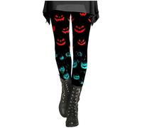 HUIFUAO Halloween Leggings for Women Plus Size Ghost Pumpkin Yoga Pants Scary Halloween Costumes Funny Bat Print Tights High Waist Bottoms Gym Sport Trousers Festival Clothes (Z04-Black #1, L)