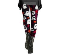 HUIFUAO Halloween Leggings for Women Scary Ghost Pumpkin Yoga Pants Funny Halloween Costumes Spider Bat Bottoms High Waist Butt Lift Tights Gym Sport Trousers Festival Clothes (Z13-Black, XXXL)