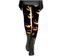 HUIFUAO Halloween Leggings for Women Scary Ghost Pumpkin Yoga Pants Funny Halloween Costumes Spider Bat Bottoms High Waist Butt Lift Tights Gym Sport Trousers Festival Clothes (Z11-Black, XL)
