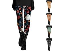 HUIFUAO Halloween Leggings for Women Scary Ghost Pumpkin Yoga Pants Funny Halloween Costumes Spider Bat Bottoms High Waist Butt Lift Tights Gym Sport Trousers Festival Clothes (Z04-Dark Blue, XL)