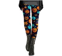 HUIFUAO Halloween Leggings for Women Scary Ghost Pumpkin Yoga Pants Plus Size Halloween Costumes Bat Print Bottoms High Waist Trousers Sport Gym Tights Funny Festival Clothes (Z13-Blue, XXXL)