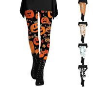 HUIFUAO Halloween Leggings for Women Scary Pumpkin Ghost Yoga Pants Funny Halloween Costumes Spider Bottoms High Waist Tights Gym Sport Trousers Festival Clothes (Z03-Black, S)