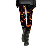 HUIFUAO Halloween Leggings Women Scary Ghost Pumpkin Yoga Pants Plus Size Halloween Costumes Funny Bat Graphic Bottoms High Waist Tights Gym Sport Trousers Festival Clothes (Orange, XXXL)