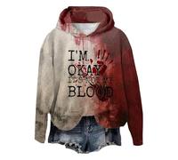 HUIFUAO Halloween Sweatshirt for Women - Problem Solved Hoodie With Scary Blood Letter Print Pullover (Z04 Red #2, L)