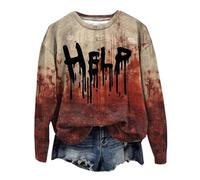 HUIFUAO Halloween Sweatshirt for Women - Problem Solved Hoodie With Scary Blood Letter Print Pullover (Z03 Red #3, M)