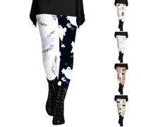 HUIFUAO Halloween Tights for Woman Funny Pumpkin Ghost Yoga Pants Scary Halloween Costumes Bat Print Bottoms High Waist Trousers Sport Gym Leggings Festival Clothes (Black, L)