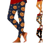 HUIFUAO Halloween Tights for Woman Scary Pumpkin Spider Yoga Pants Funny Halloween Costumes Bat Bottoms High Waist Leggings Gym Sport Skinny Trousers Festival Clothes (Dark Blue, XXL)