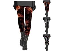 HUIFUAO Halloween Tights for Women UK Scary Ghost Pumpkin Yoga Pants Funny Halloween Costumes Spider Bat Bottoms High Waist Butt Lift Leggings Gym Sport Trousers Festival Clothes (Black, M)