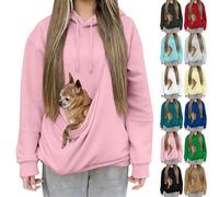 HUIFUAO Hoodies with Cat Pocket Funny Sweatshirts with Kangaroo Pouch Plus Size Cat and Dog Carrier Pullover Cute Pet Holder Hoodies Long Sleeve Tops for Pet Animal Lover (Green, M)