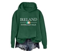 HUIFUAO Ireland St Patricks Day Hoodies for Women Irish Sweatshirts for Women Lucky Green Clover St Pattys Day Pullover Long Sleeve Tops (A02 Green, XXXXL)